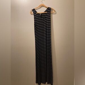 Forever 21 black maxi dress with small white stripes.